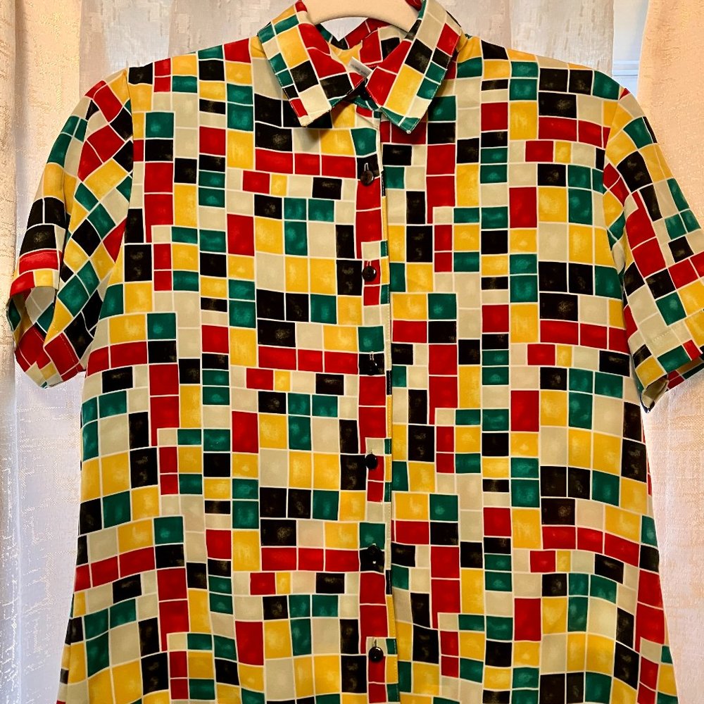 90s Vintage Colorful Blouse